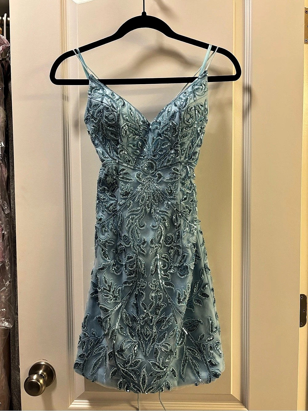 Rated PG by PromGirl Mini Floral Embellished Dress in Blue NWT